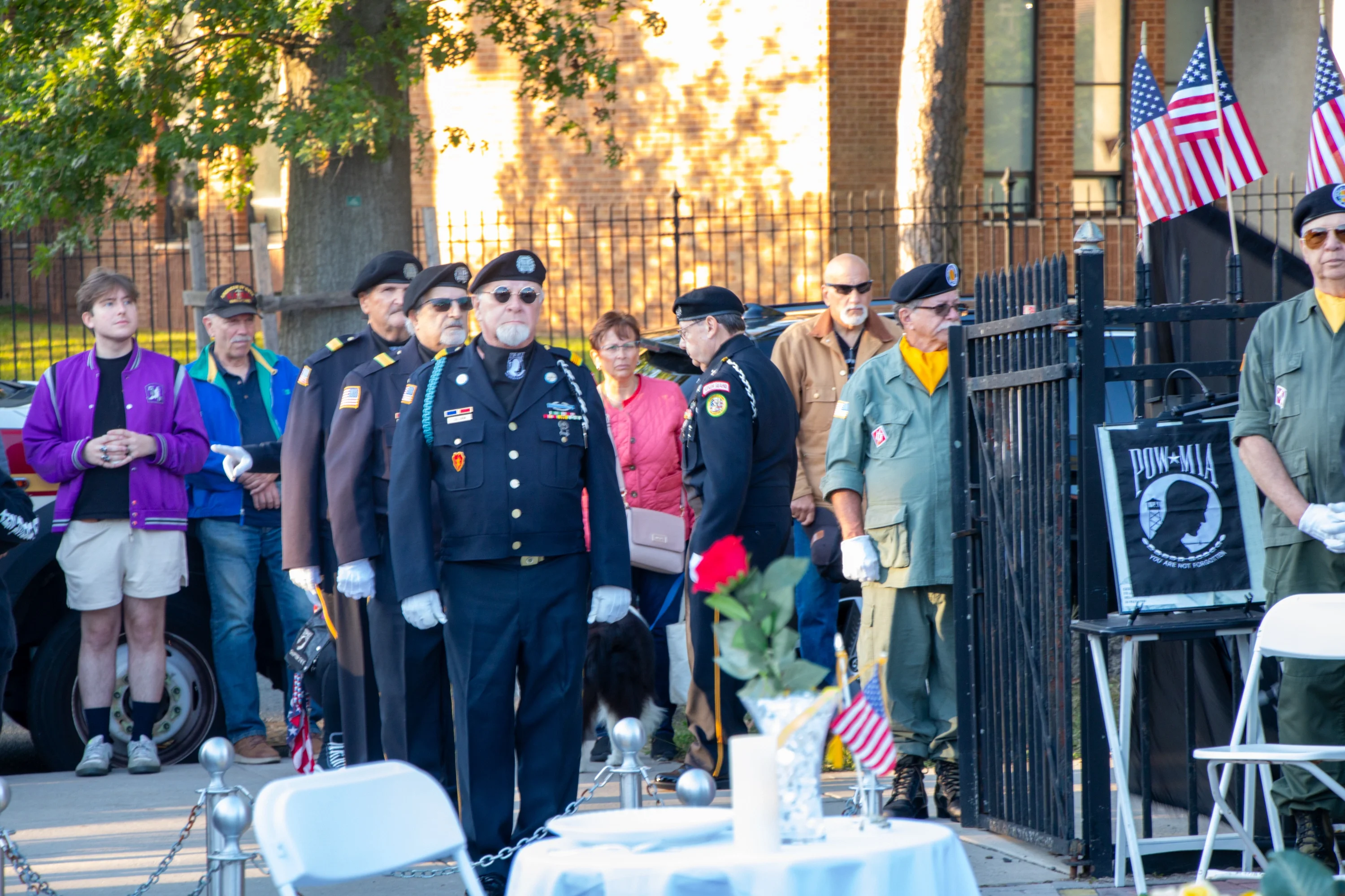 Community members and veterans gathered at the POW/MIA ceremony honoring those still missing in action.